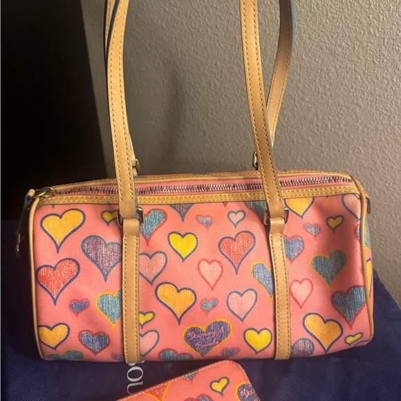 Vintage Dooney & Bourke Hearts Barrel Bag w/Matching Wallet - Picture 5 of 11